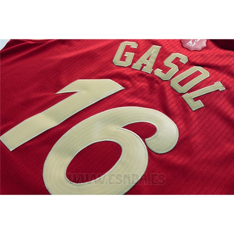 Camiseta Navidad 2015 Chicago Bulls Pau Gasol #16 Rojo